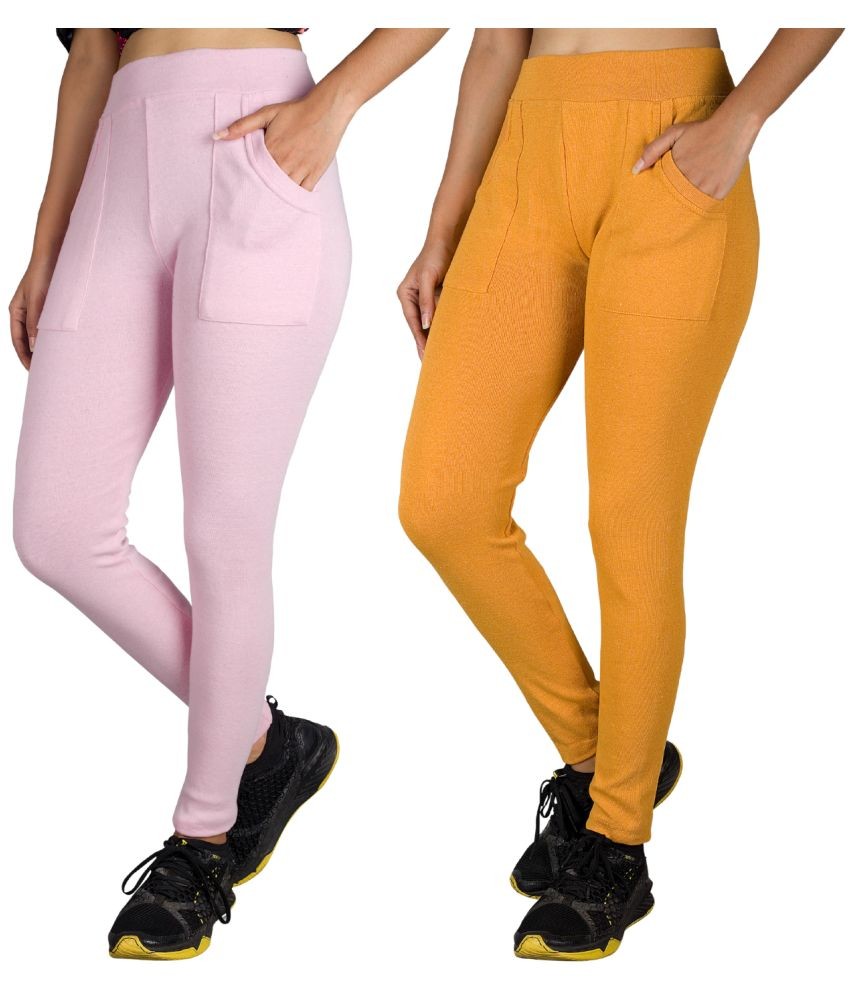     			KARARO JEGGINGS - Cotton Blend Skinny Fit Pink Women's Jeggings ( Pack of 2 )