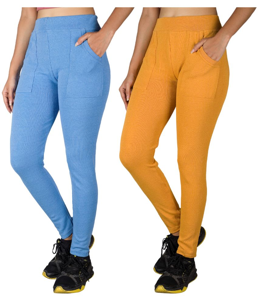     			KARARO JEGGINGS - Cotton Blend Skinny Fit Light Blue Women's Jeggings ( Pack of 2 )