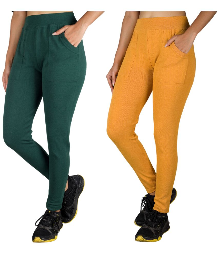     			KARARO JEGGINGS - Cotton Blend Skinny Fit Green Women's Jeggings ( Pack of 2 )