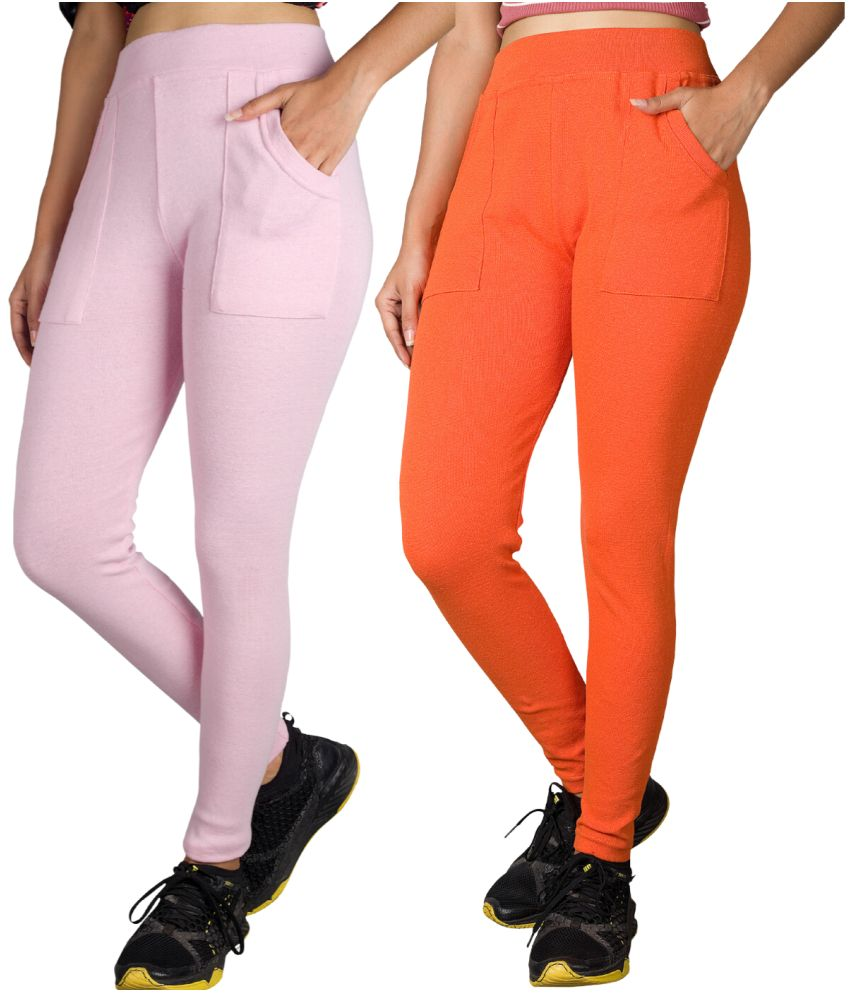     			KARARO JEGGINGS - Cotton Blend Skinny Fit Pink Women's Jeggings ( Pack of 2 )