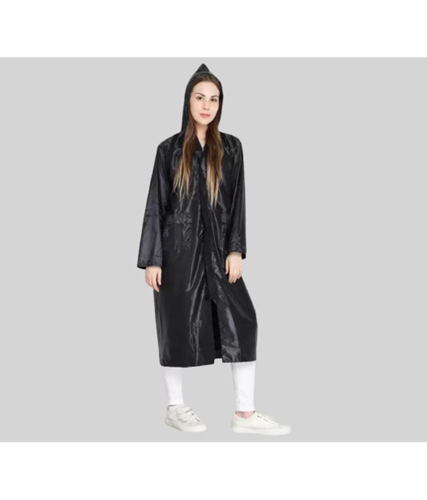     			PARYAG HOSIERY Polyester Long Raincoat - Black