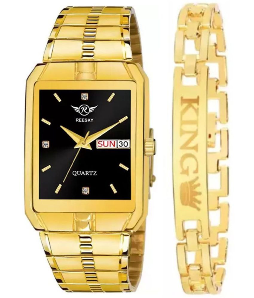     			REESKY Gold Brass Analog Men's Watch