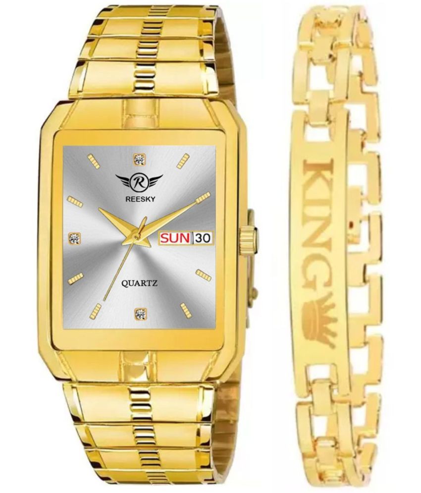     			REESKY Gold Brass Analog Men's Watch