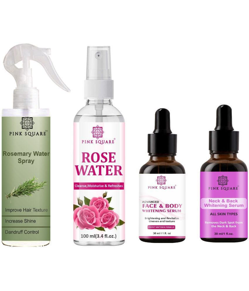     			Rosemary Water Hair Spray 100ml, Rose water for Cleansing 100ml, Face-Body Serum 30ml & Neck and Back Serum 30ml Combo 4