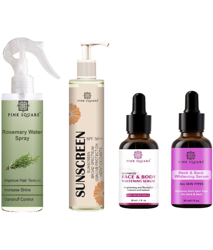     			Rosemary Water Hair Spray 100ml, Sunscreen with SPF 50++ 100ml, Face-Body Serum 30ml & Neck and Back Serum 30ml Combo 4