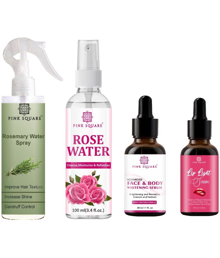     			Rosemary Water Hair Spray 100ml, Rose water for Cleansing 100ml, Face-Body Serum 30ml & Lip light Serum 30ml Combo 4