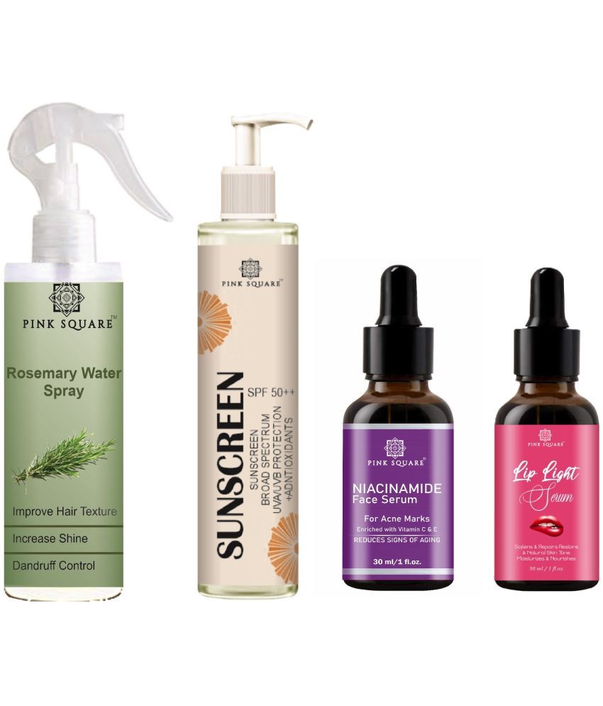     			Rosemary Water Hair Spray 100ml, Sunscreen with SPF 50++ 100ml, Niacinamide Serum 30ml & Lip light Serum 30ml Combo 4