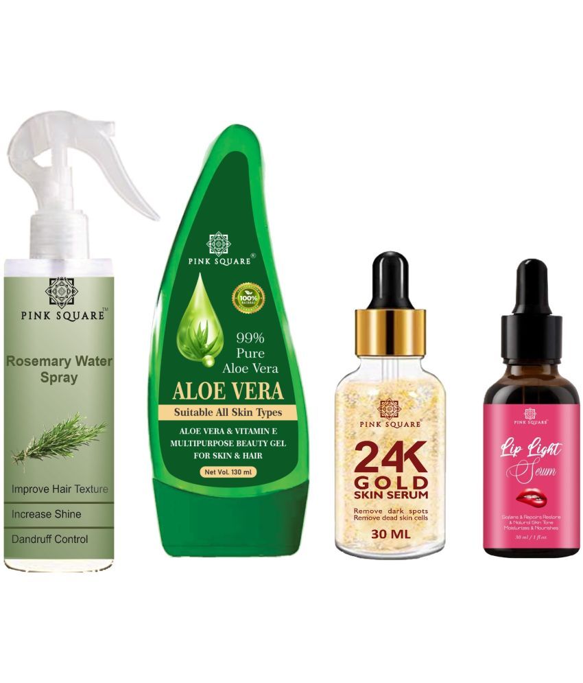     			Rosemary Water Hair Spray 100ml, Multipurpose Aloe vera Gel 130ml, 24K Gold Serum 30ml & Lip light Serum 30ml Combo 4