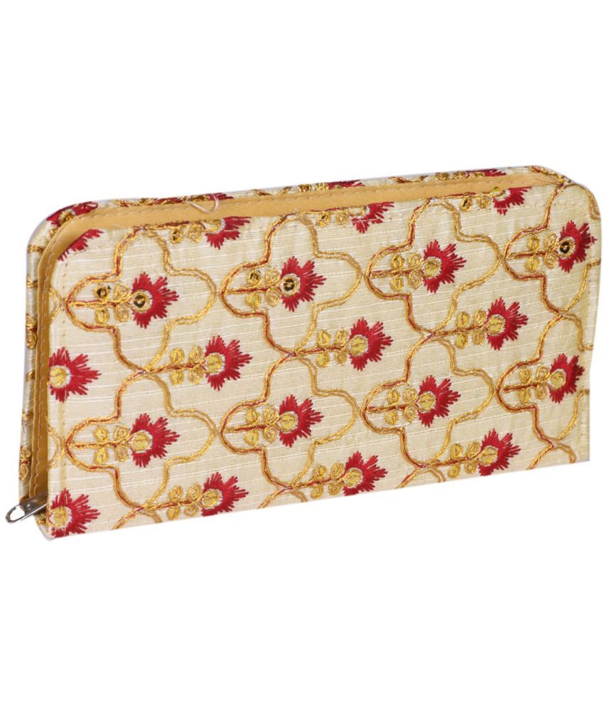     			SUNESH CREATION Beige Fabric Handheld