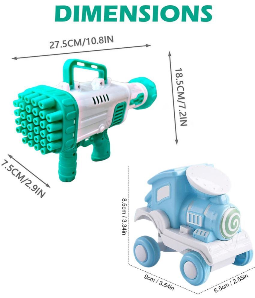     			TOY DEKHO Combo Super Socket 32 Holes Green Bubble Gun & Roll Stunt Small Locomotive Train, Educational Toys  For Kids Boys Age 3+ Years