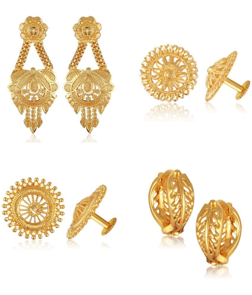     			Vighnaharta Golden Stud Earrings ( Pack of 4 )