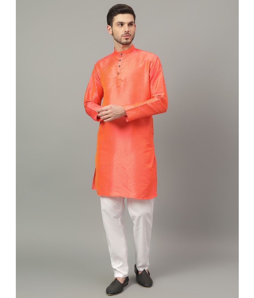     			Yugnik Orange Rayon Regular Fit Men's Kurta Pyjama Set ( Pack of 1 )