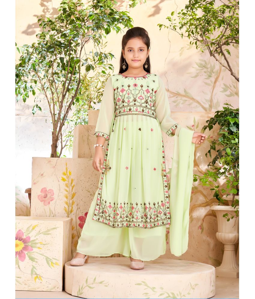     			Aarika Green Georgette Girls Kurta and Sharara Set ( Pack of 1 )