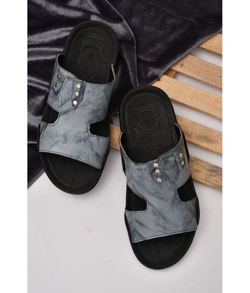     			Akiko Grey Men's Leather Slipper