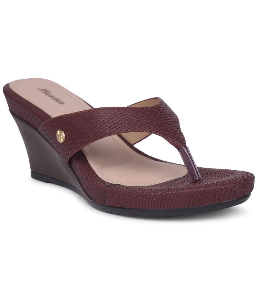     			Bata Brown Women's Slip On Heels