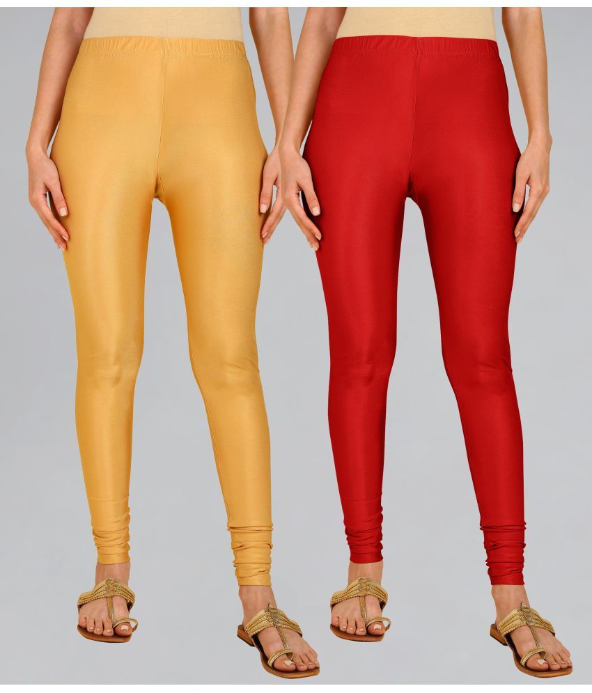     			Colorscube - Gold,Red Lycra Women's Churidar ( Pack of 2 )