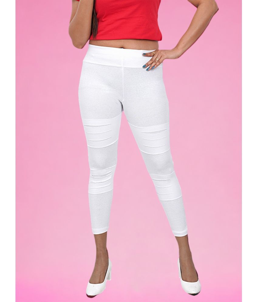     			Colorscube - White Cotton Women's Leggings ( Pack of 1 )