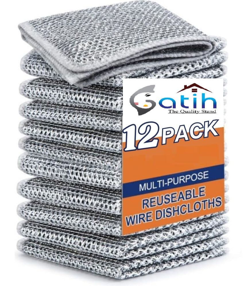     			Gatih MultiUse Stainless Steel Scrubber Non-Scratch Wire Dishwash Bar Dishcloth for Washing cookware cleaner 12 no.s