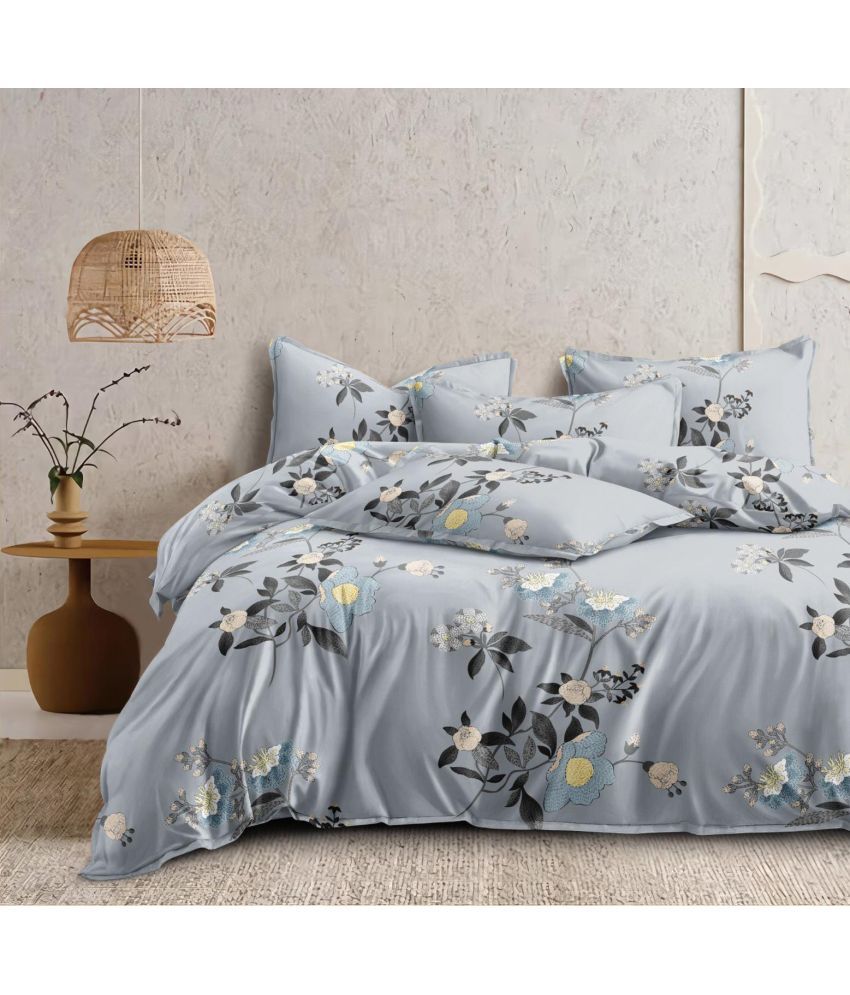     			HOME DELIGHT Glace Cotton Floral 1 Double King Size Bedsheet with 4 Pillow Covers - Multicolor