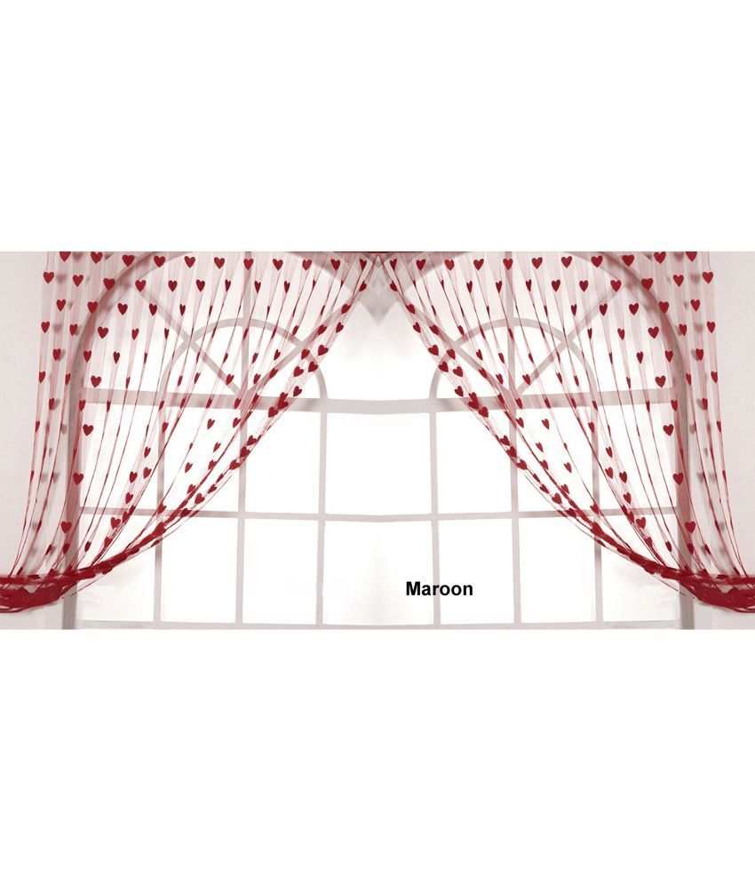     			Handloomwala Abstract Transparent Rod Pocket Curtain 6.5 ft ( Pack of 2 ) - Maroon