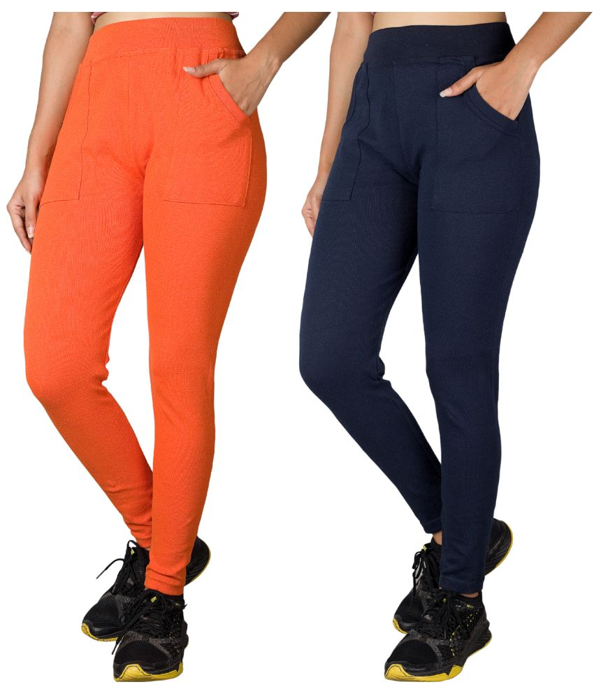     			KARARO JEGGINGS - Cotton Blend Skinny Fit Orange Women's Jeggings ( Pack of 2 )