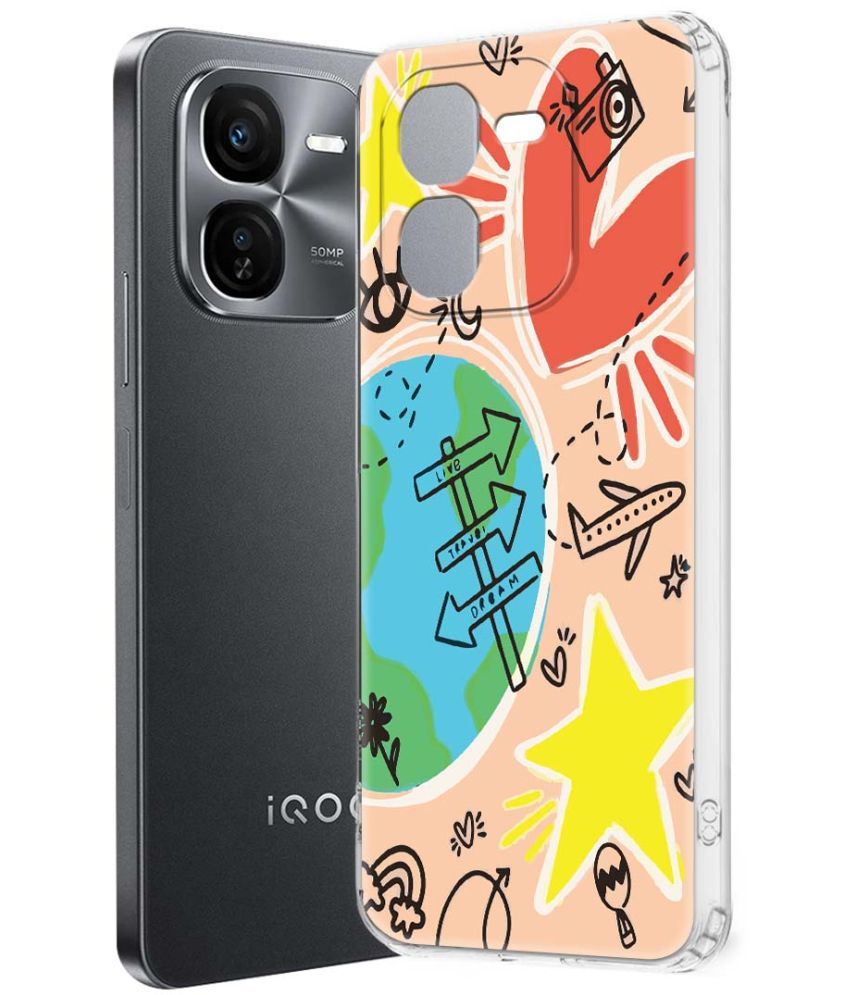     			NBOX Multicolor Printed Back Cover Silicon Compatible For iQOO Z9x 5G ( Pack of 1 )