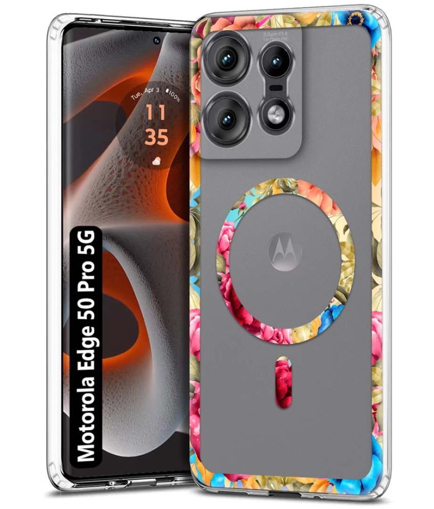     			NBOX Multicolor Printed Back Cover Silicon Compatible For Motorola Edge 50 Pro 5G ( Pack of 1 )