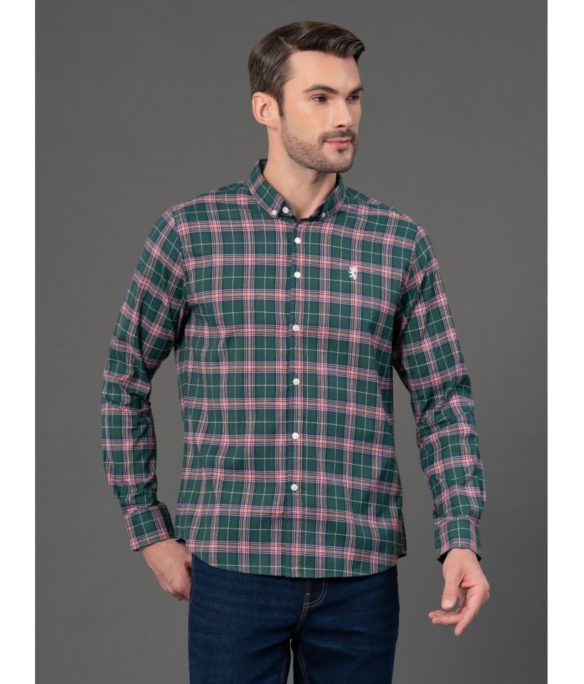     			Red Tape Cotton Blend Regular Fit Checks Full Sleeves Men's Casual Shirt - Green ( Pack of 1 )