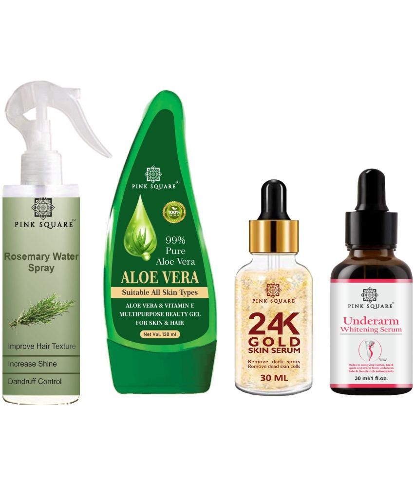     			Rosemary Water Hair Spray 100ml, Multipurpose Aloe vera Gel 130ml, 24K Gold Serum 30ml & Underarm Whitening Serum 30ml Combo 4