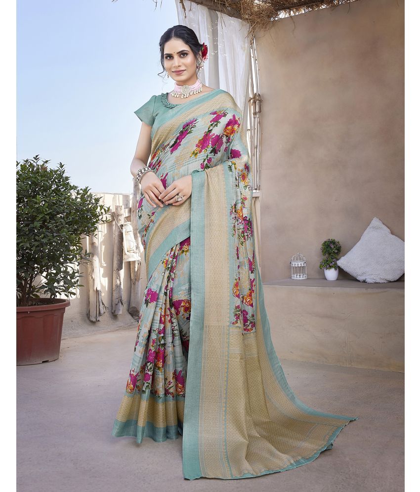     			Yashika Art Silk Printed Saree With Blouse Piece - LIGHT GREEN ( Pack of 1 )