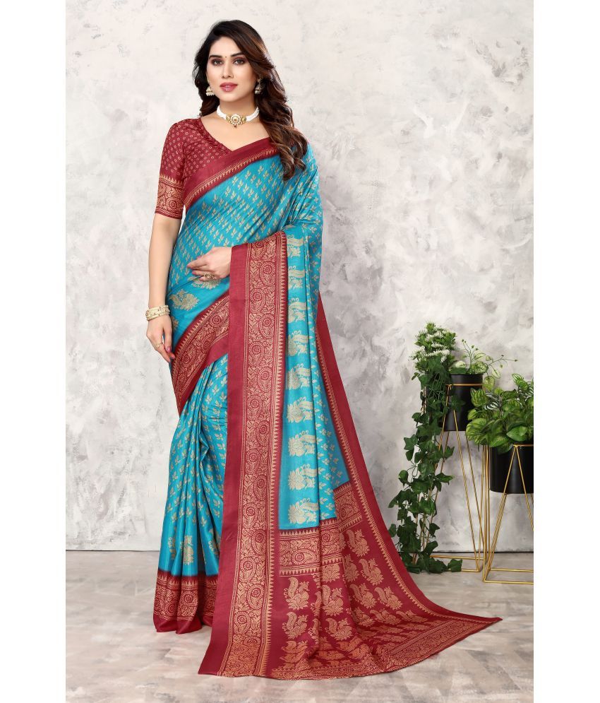     			Yashika Art Silk Printed Saree With Blouse Piece - RAMA ( Pack of 1 )