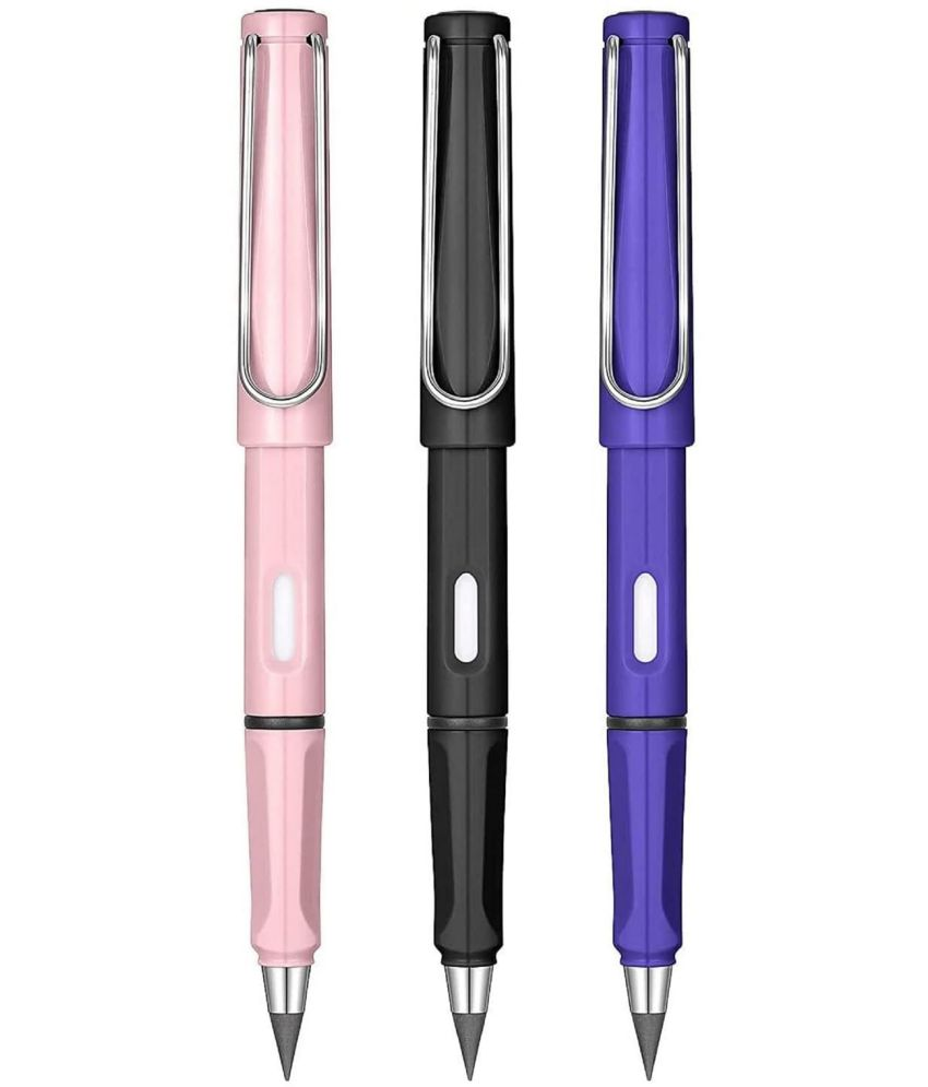     			3 Pcs Everlasting Inkless Pencil Portable Reusable Metal Writing pens Pencil