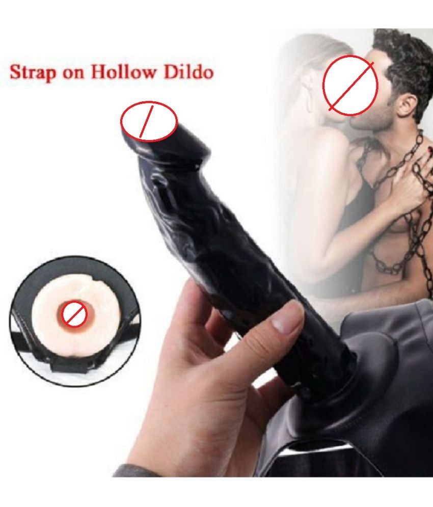     			7 INCH VIBRATING BIG HOLLOW BLACK STRAP ON DILDO WITH BELT FOR MEN AND WOMEN BY KAMVEDA(LOW PRICE)