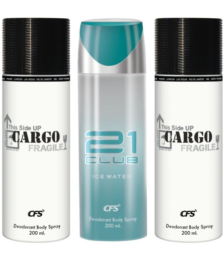     			CFS  Cargo White, Cargo White & Ice Water Deodorant Spray for Unisex 600 ml ( Pack of 3 )