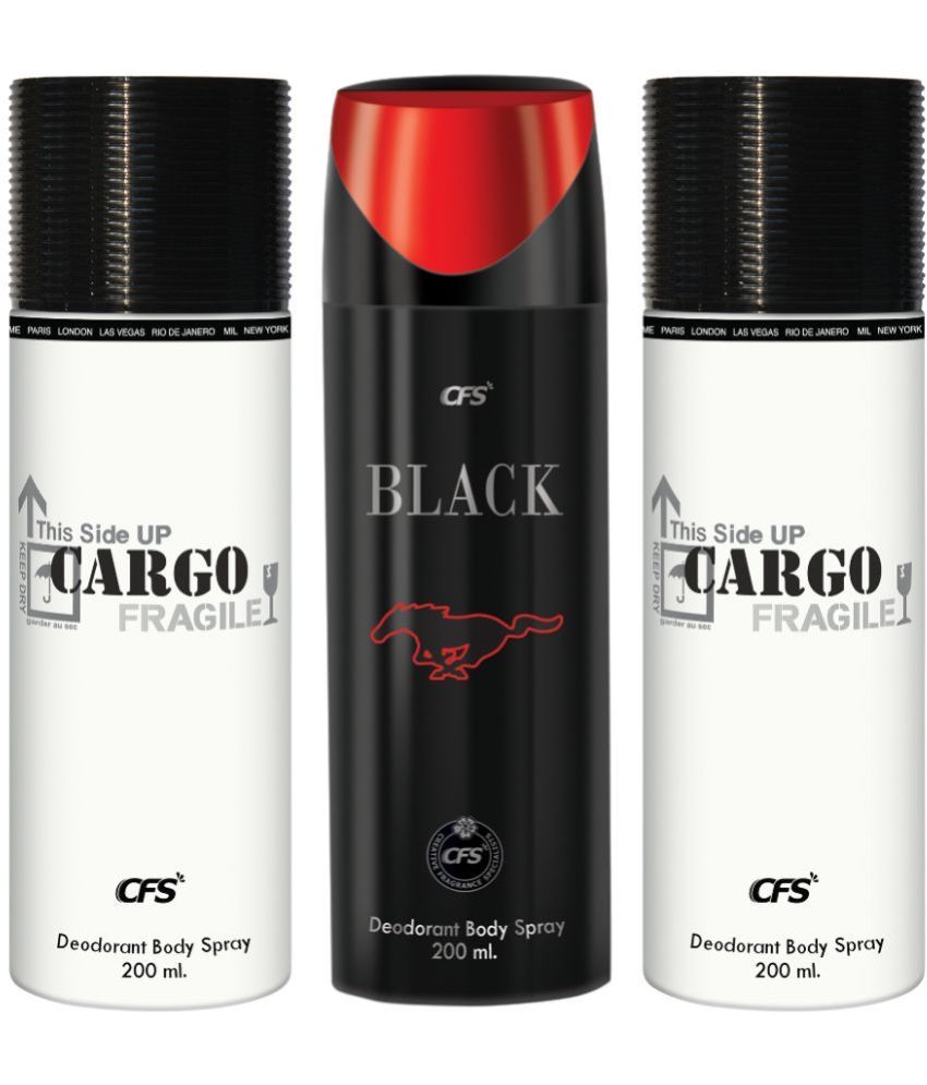     			CFS  Cargo White, Cargo White & Black Body Spray for Unisex 600 ml ( Pack of 3 )