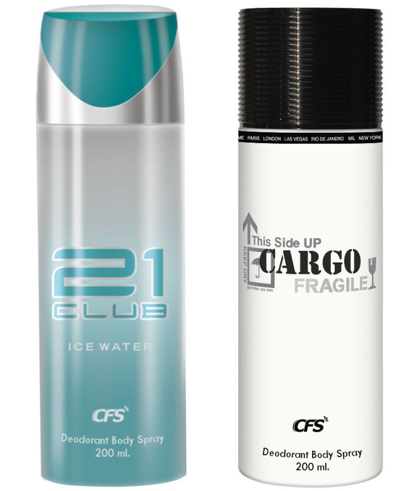     			CFS  Ice Water & Cargo White  Deodorant Spray for Unisex 400 ml ( Pack of 2 )