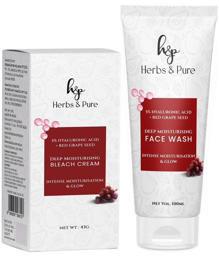     			Herbs and Pure Daily Skincare Combo - Deep Moisturising Red Grapes Face Wash and Bleach Cream(143ML)