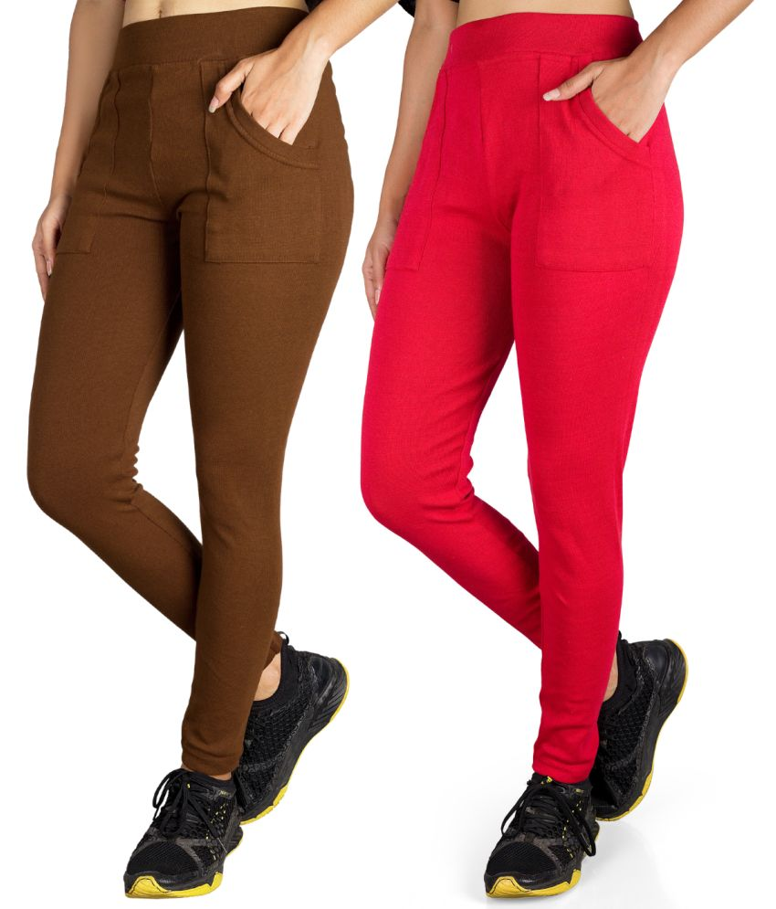     			KARARO JEGGINGS - Cotton Blend Skinny Fit Rust Women's Jeggings ( Pack of 2 )