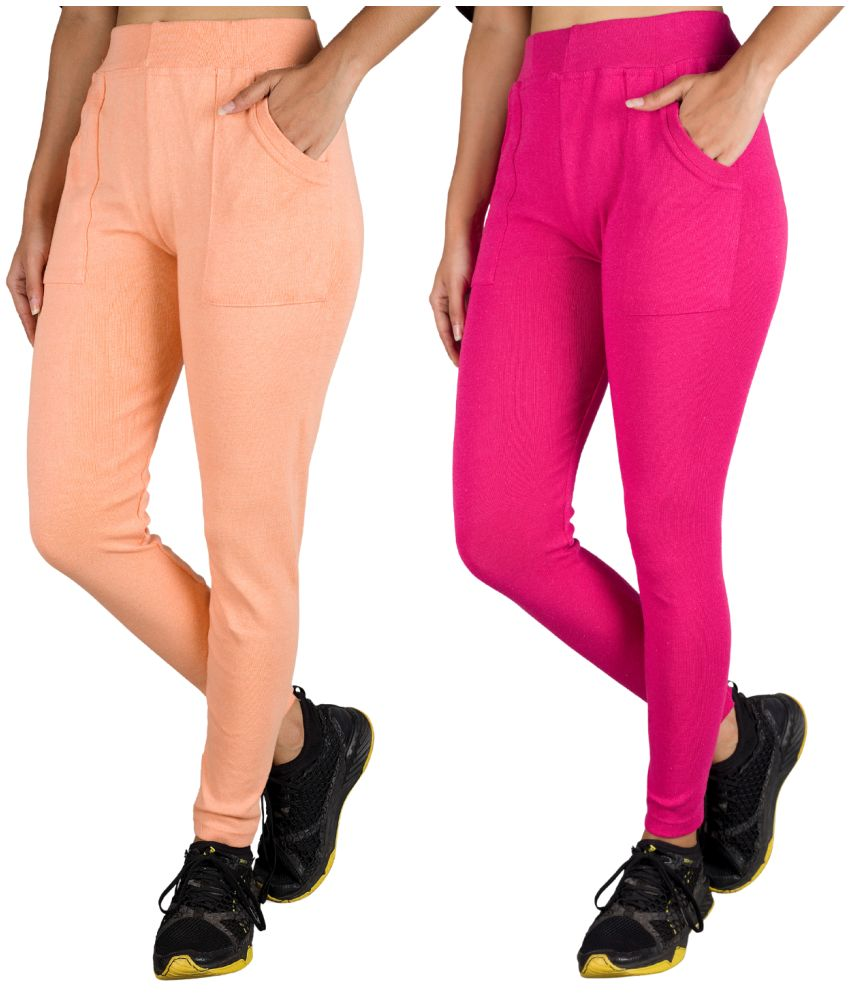     			KARARO JEGGINGS - Cotton Blend Skinny Fit Orange Women's Jeggings ( Pack of 2 )