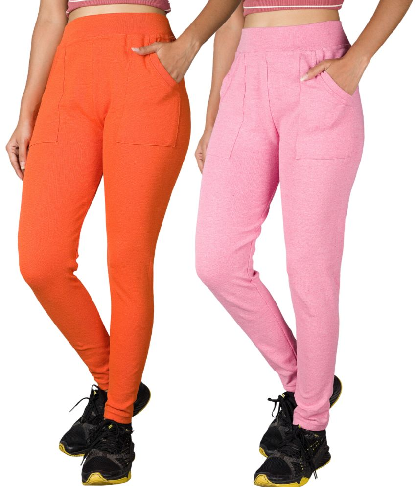     			KARARO JEGGINGS - Cotton Blend Skinny Fit Orange Women's Jeggings ( Pack of 2 )