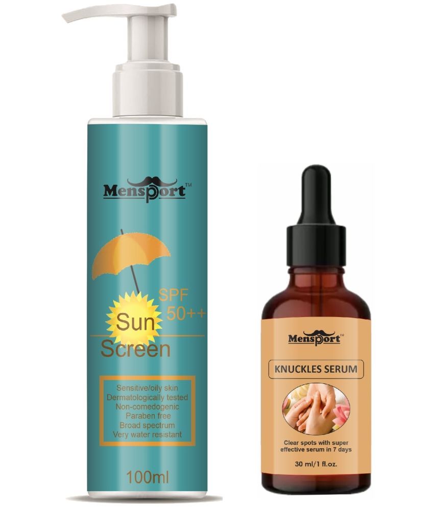     			Mensport Broad Spectrum SPF 50++ Sunscreen 100ML & Knuckle Serum - Clear Spot 30ML - Combo of 2 Items