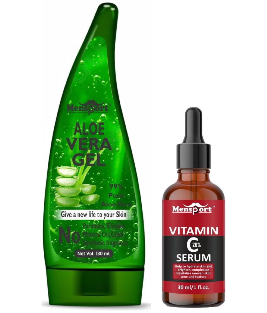     			Mensport Multipurpose Aloe Vera Gel 130ml & Vitamin C20% Facial Serum 30ML - Combo of 2 Items