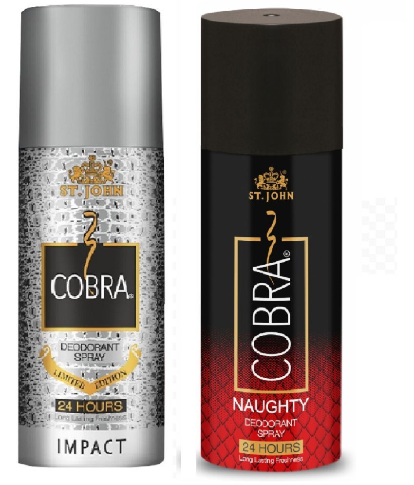     			ST.JOHN Cobra Impact & Naughty Long Lasting Deodorant Spray for Men 150ml- Pack of 2