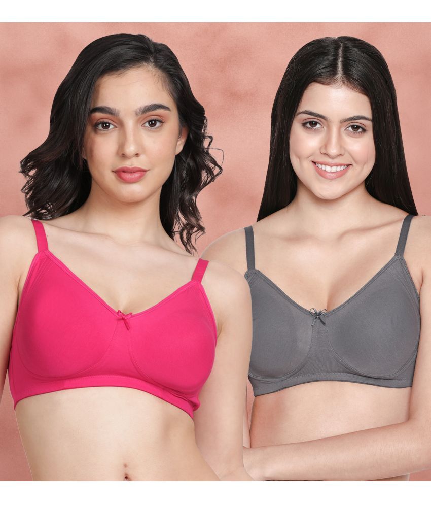     			Susie Light Grey Cotton Non Padded Women's Everyday Bra ( Pack of 2 )