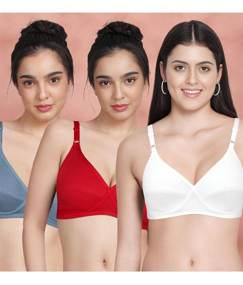     			Susie Pack of 3 Cotton Non Padded Women's Everyday Bra ( Multicolor ) susi-c3b-2045