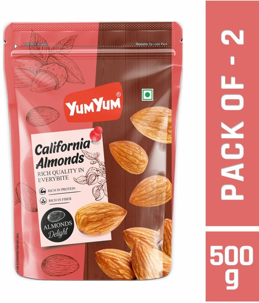     			YUM YUM 100% Natural California Almonds 500g (Pack of 2-250g Each) Dry Fruits - Almonds (2 x 250 g)