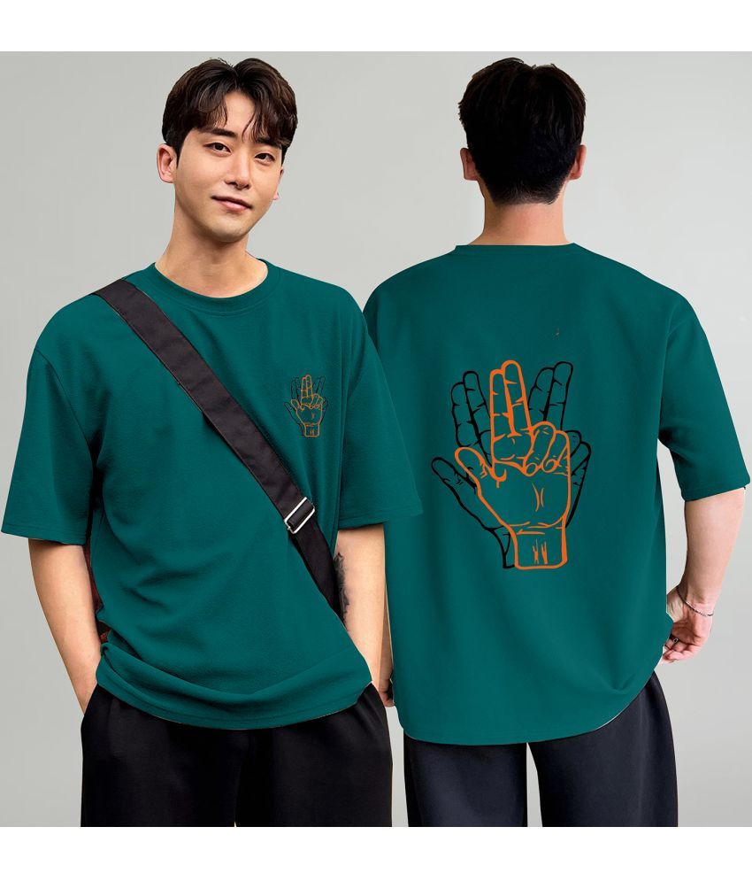     			happy khajana Polyester Oversized Fit Solid Half Sleeves Men's T-Shirt - Teal ( Pack of 1 )