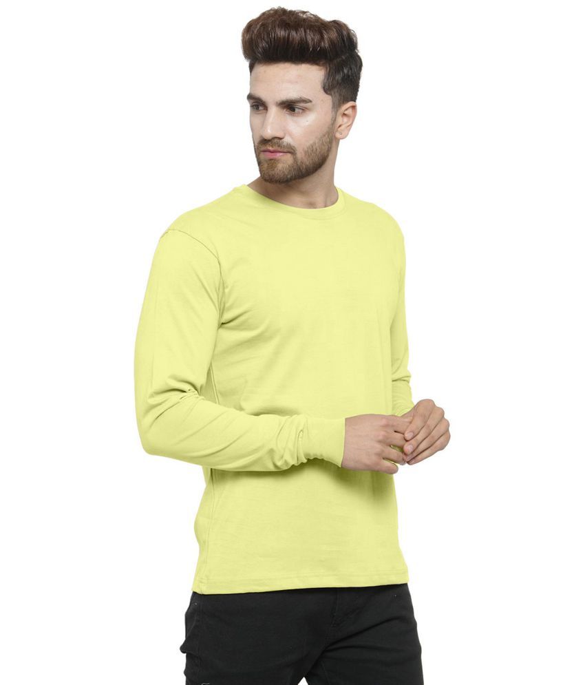     			happy khajana Polyester Regular Fit Solid Full Sleeves Men's T-Shirt - yellow ( Pack of 1 )