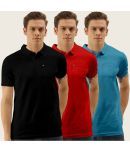 TAB91 Cotton Blend Slim Fit Solid Half Sleeves Men's Polo T Shirt - Black ( Pack of 3 )