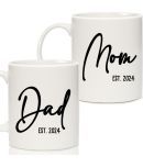 ZYOZI  New Parents Gifts for Couples, New Mom Dad Gifts for Women - Dad Mom to Be Gifts for 1st Time, Gifts for Expecting Mom Dad Mugs Est 2024, Baby Shower Gifts